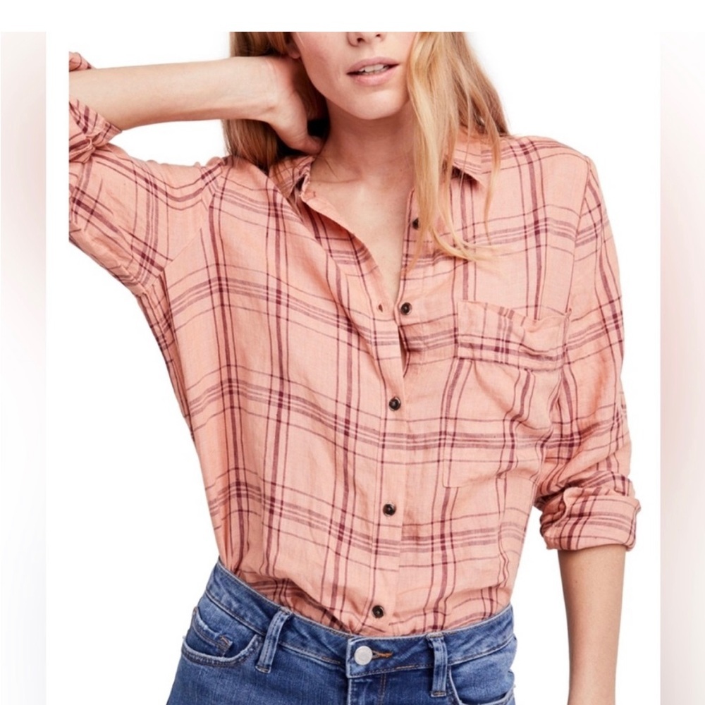 Free People plaid oversized top